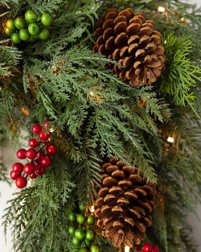 Artificial Christmas Garland for the Home | Traditional Holiday Decorations | Equipped with LED Clear Lights |, alternate