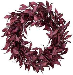 Artificial Christmas Wreath for Front Door | Greenery | Indoor & Outdoor Christmas Decor (Burgundy Red Leaves