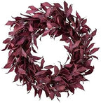 Artificial Christmas Wreath for Front Door | Greenery | Indoor & Outdoor Christmas Decor (Burgundy Red Leaves