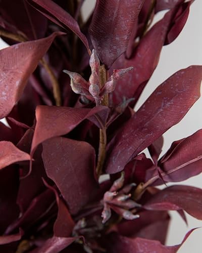 Artificial Christmas Wreath for Front Door | Greenery | Indoor & Outdoor Christmas Decor (Burgundy Red Leaves, alternate view