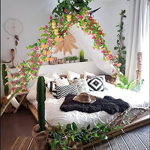 Artificial Daisy Flowers Vine Silk Flower Garland Spring Fake Flower Vine Hanging Ivy with Pink Daisy Flowers, alternate view
