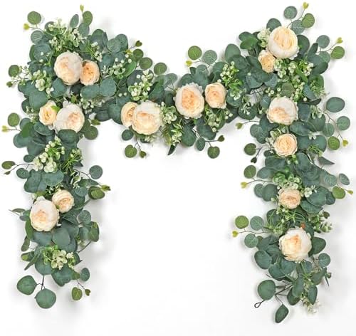 Artificial Eucalyptus Flower Garlands, Champagne, 2PCS