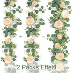 Artificial Eucalyptus Flower Garlands, Champagne, 2PCS, alternate view 4
