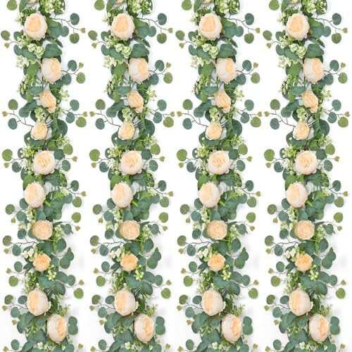 Artificial Eucalyptus Flower Garlands, Champagne, 4PCS