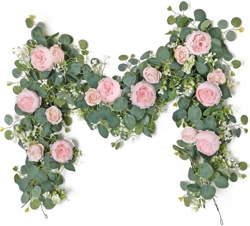 Artificial Eucalyptus Flower Garlands, Light Pink, 2PCS in Light Pink