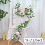 Artificial Eucalyptus Flower Garlands, Light Pink, 2PCS in Light Pink, alternate view 3