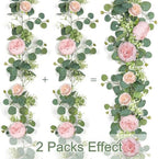 Artificial Eucalyptus Flower Garlands, Light Pink, 2PCS in Light Pink, alternate view 4