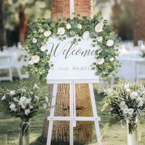 Artificial Eucalyptus Flower Garlands, White, 4PCS in White, alternate view 2