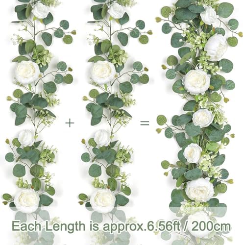 Artificial Eucalyptus Flower Garlands, White, 4PCS in White, alternate view 4