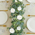 Artificial Eucalyptus Flower Garlands, White, 4PCS in White, alternate view 6