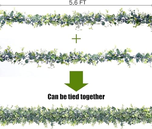 Artificial Eucalyptus Garland 3 Pack Fake Eucalyptus Greenery Garland Faux Hanging Plants Artificial Vines, 5.6, alternate