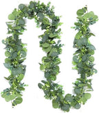 Artificial Eucalyptus Garland, 5.9FT Greenery Garland Vines Decoration, Faux Silver Dollar Eucalyptus Leaves for