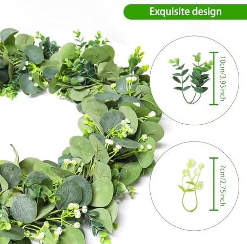 Artificial Eucalyptus Garland, 5.9FT Greenery Garland Vines Decoration, Faux Silver Dollar Eucalyptus Leaves for, alternate