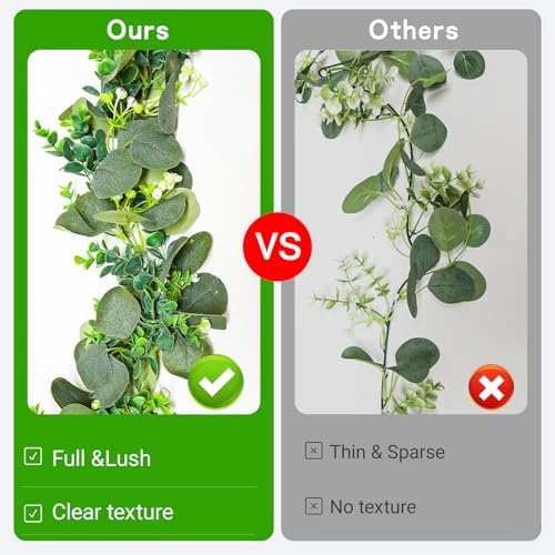 Artificial Eucalyptus Garland, 5.9FT Greenery Garland Vines Decoration, Faux Silver Dollar Eucalyptus Leaves for, alternate