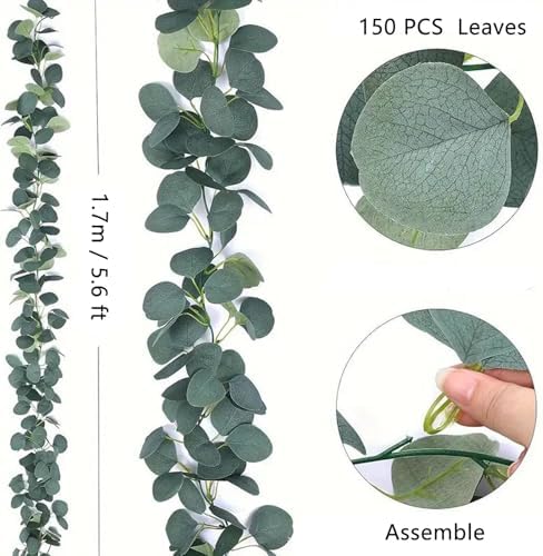 Artificial Eucalyptus Garland Faux Silk Leaf Décor Anniversary Engagement Party Wedding, alternate view 3