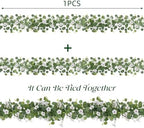 Artificial Eucalyptus Garland with Morning Glory Flowers, 2 Pack Faux Eucalyptus Leaves Greenery Garland Hanging, alternate