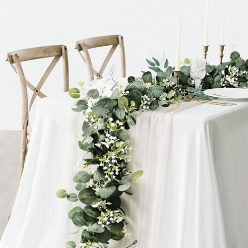 Artificial Eucalyptus Small Flowers Decoration Babysbreath Garland Faux Silk Leaf Décor Anniversary Engagement, alternate