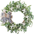 Artificial Eucalyptus Wreath for Front Door 20" Green Leaf Wreath in Green