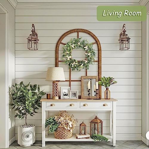 Artificial Eucalyptus Wreath for Front Door 20" Green Leaf Wreath in Green, alternate view 5