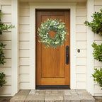 Artificial Eucalyptus Wreath for Front Door 21 Inch with Greenery Leaves Green White Berries Silk Dollar Leaves, alternate