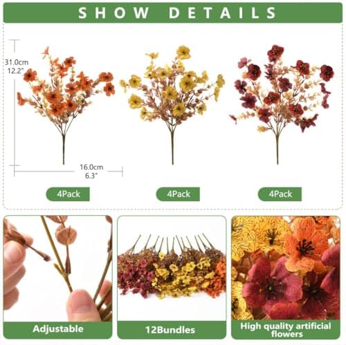 Artificial Fake Fall Plants Flowers for Outdoor Outside Decoration, alternate view 2