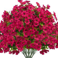 Artificial Fake Flowers for Outdoor Spring Decoration, 16 Bundles Faux Silk Colorful Daisy UV Resistant