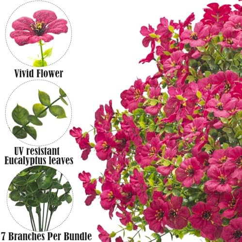 Artificial Fake Flowers for Outdoor Spring Decoration, 16 Bundles Faux Silk Colorful Daisy UV Resistant, alternate view 3