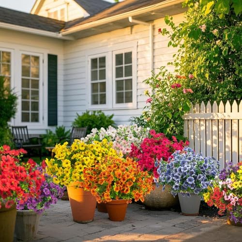 Artificial Fake Flowers for Outdoor Spring Decoration, 16 Bundles Faux Silk Colorful Daisy UV Resistant, alternate view 7