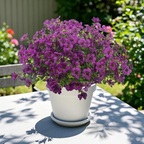 Artificial Fake Flowers for Outdoor Spring Decoration, 16 Bundles Faux Silk Colorful UV Resistant Realistic for, alternate