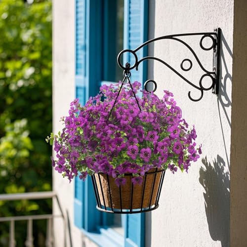 Artificial Fake Flowers for Outdoor Spring Decoration, 16 Bundles Faux Silk Colorful UV Resistant Realistic for, alternate
