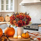 Artificial Fall Flowers 2 Packs Silk Roses Bouquet Fall Decor, alternate view 4