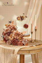 Artificial Fall Flowers Brown Terracotta Silk Flowers for Wedding, alternate view 3