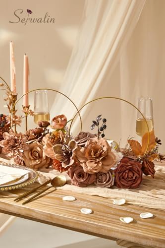 Artificial Fall Flowers Brown Terracotta Silk Flowers for Wedding, alternate view 4