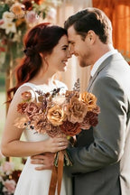 Artificial Fall Flowers Brown Terracotta Silk Flowers for Wedding, alternate view 6