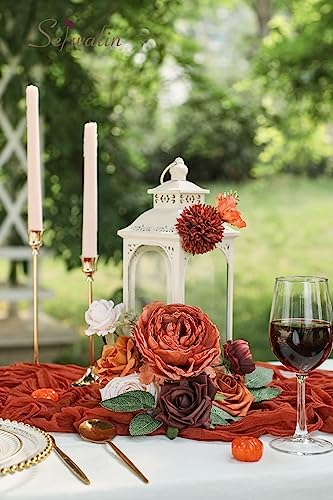 Artificial Fall Flowers Burgundy Orange Silk Flowers for Wedding, alternate view 6