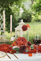 Artificial Fall Flowers Burgundy Orange Silk Flowers for Wedding, alternate view 6