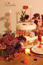 Artificial Fall Flowers Burgundy Orange Silk Flowers for Wedding, alternate view 7