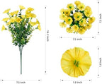 Artificial Fall Flowers Fake Plants for Outdoors, 12 Bundles Yellow Silk Morning Glory with Eucalyptus Realistic, alternate