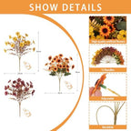 Artificial Fall Flowers for Outdoor Porch Decoration,12pcs Fake Mums, alternate view 2