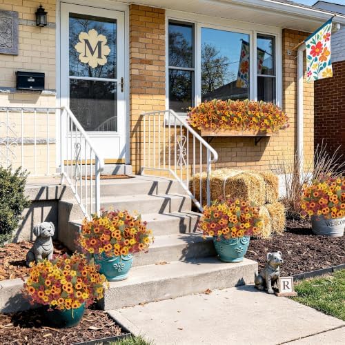 Artificial Fall Flowers for Outdoor Porch Decoration,12pcs Fake Mums, alternate view 3