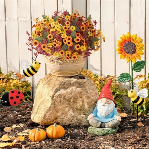 Artificial Fall Flowers for Outdoor Porch Decoration,12pcs Fake Mums, alternate view 6