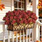 Artificial Fall Flowers for Outdoors, 6PCS Silk Geraniums, DarkRed in Dark Red, alternate view 6
