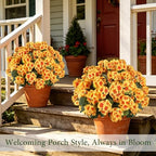 Artificial Fall Flowers for Outdoors, 6PCS Silk Geraniums, Yellow in Yellow, alternate view 3
