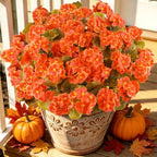 Artificial Fall Flowers for Outdoors, 6PCS Silk Orange Geraniums in Orange
