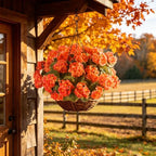 Artificial Fall Flowers for Outdoors, 6PCS Silk Orange Geraniums in Orange, alternate view 3