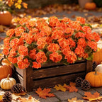 Artificial Fall Flowers for Outdoors, 6PCS Silk Orange Geraniums in Orange, alternate view 4