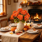 Artificial Fall Flowers for Outdoors, 6PCS Silk Orange Geraniums in Orange, alternate view 5