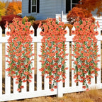 Artificial Fall Flowers for Outdoors, Fake Silk Mums, Orange, 2PCS, alternate view 6