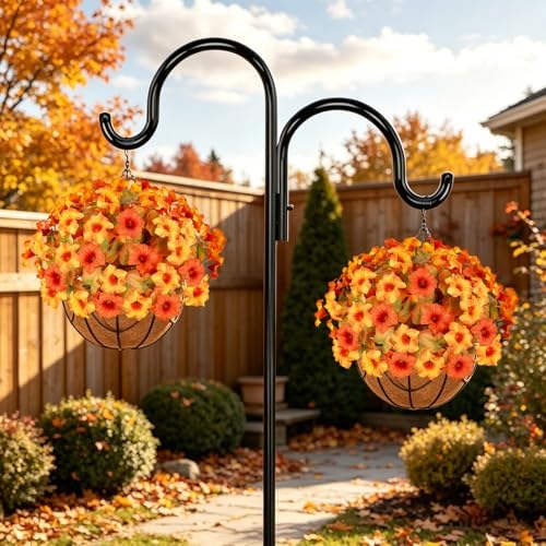 Artificial Fall Flowers for Outdoors, Faux Petunias Autumn Decoration, Fake Flowers Plants UV Resistant Look, alternate view