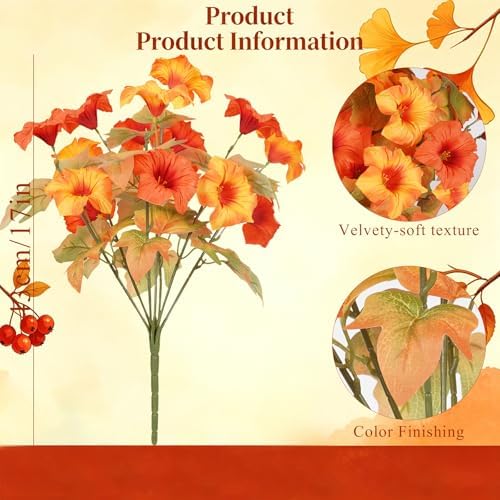 Artificial Fall Flowers for Outdoors, Faux Petunias Autumn Decoration, Fake Flowers Plants UV Resistant Look, alternate view